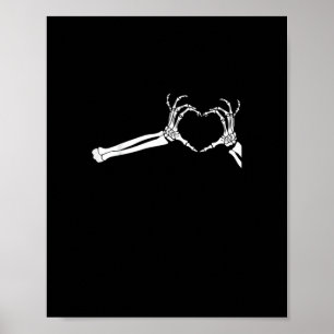 Funny Skeleton Heart Hands. Halloween Costume Skel Poster