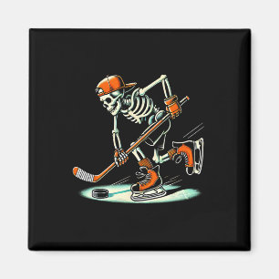 Funny Skeleton Hockey Halloween For Ice Hockey Lov Magnet