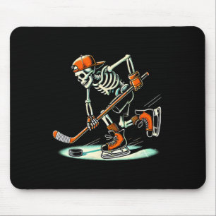 Funny Skeleton Hockey Halloween For Ice Hockey Lov Mouse Mat