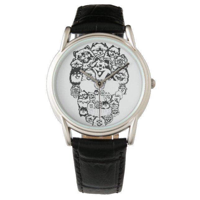 Funny Skeleton Holding A Cat Halloween Watch (Front)