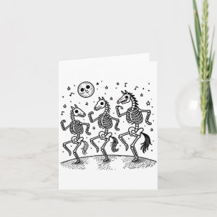 Funny Skeleton Horse Dancing Halloween Horse Lover Card