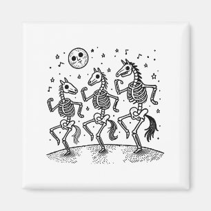 Funny Skeleton Horse Dancing Halloween Horse Lover Magnet