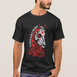 Funny Skeleton Horse Ride Horseback Rider De Los M T-Shirt
