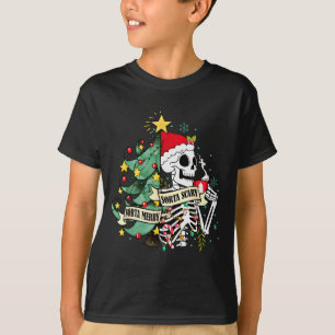 Funny Skeleton Hot Cocoa Sorta Merry Sorta Y Soky  T-Shirt