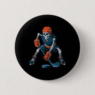 Funny Skeleton Ice Hockey Halloween _1 6 Cm Round Badge