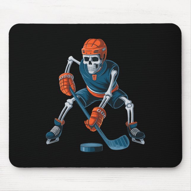 Funny Skeleton Ice Hockey Halloween _1  Mouse Mat (Front)