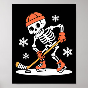 Funny Skeleton Ice Hockey Halloween (1) Poster