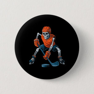 Funny Skeleton Ice Hockey Halloween 6 Cm Round Badge