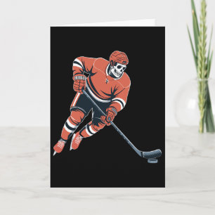 Funny Skeleton Ice Hockey Halloween  Card