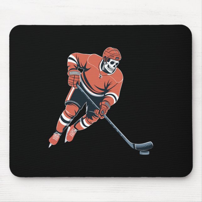 Funny Skeleton Ice Hockey Halloween  Mouse Mat (Front)