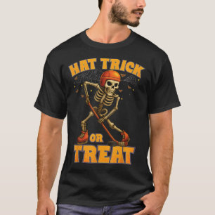 Funny Skeleton Ice Hockey Player Halloween Costume T-Shirt