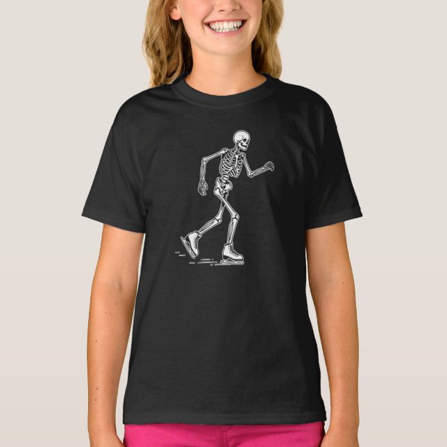 funny skeleton ice skating T-Shirt (Front)