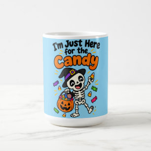 Funny Skeleton I'm Just Here For The Candy Hallowe Coffee Mug