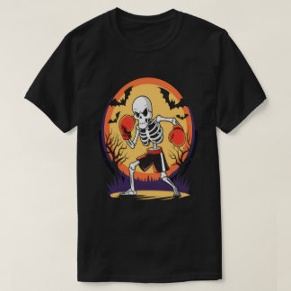 Funny Skeleton in Boxing Gloves-Spooky Halloween  T-Shirt