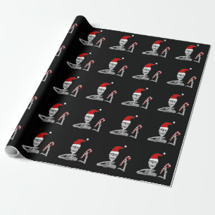 Funny Skeleton in Santa hat Christmas Wrapping Paper