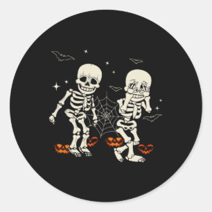 Funny Skeleton Kids Griddy-dance Halloween Trick O Classic Round Sticker