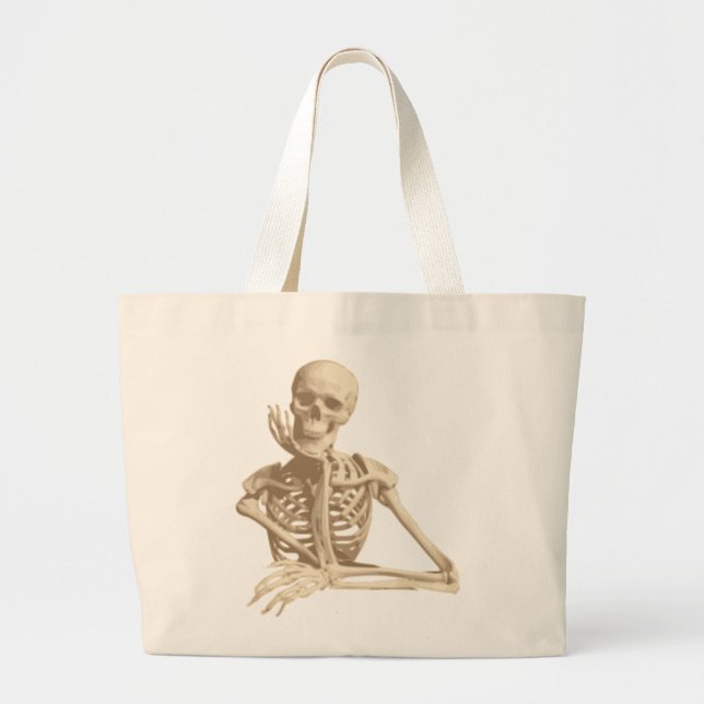 Funny Skeleton Large Tote Bag (Front)