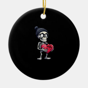 Funny Skeleton Men Women Skeleton Heart Valentines Ceramic Tree Decoration