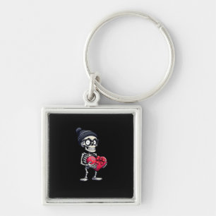 Funny Skeleton Men Women Skeleton Heart Valentines Key Ring