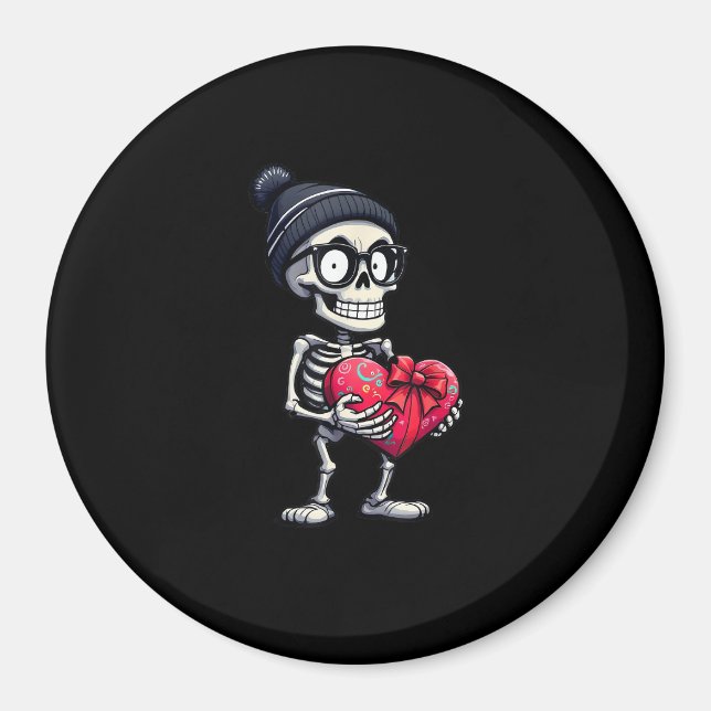 Funny Skeleton Men Women Skeleton Heart Valentines Magnet (Front)