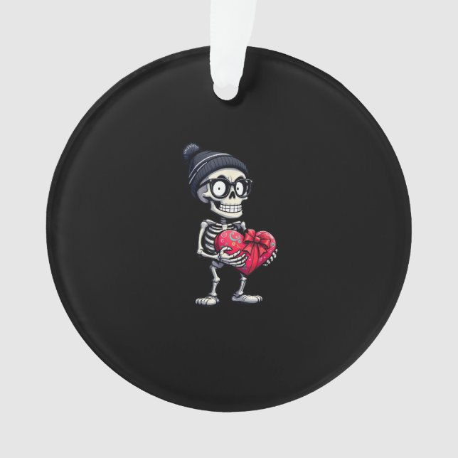 Funny Skeleton Men Women Skeleton Heart Valentines Ornament (Front)