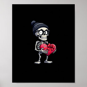 Funny Skeleton Men Women Skeleton Heart Valentines Poster
