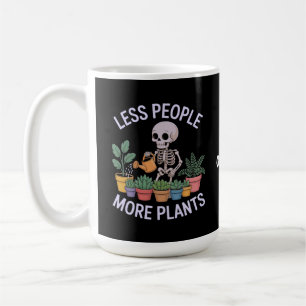 Funny Skeleton More Plants Less People Halloween Coffee Mug