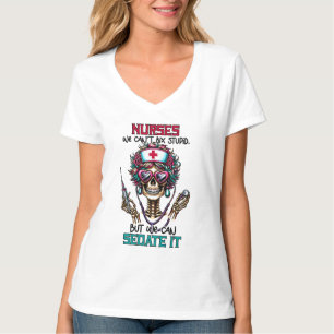 Funny skeleton Nurse word art  T-Shirt
