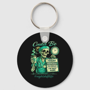 Funny skeleton nursing night shift life squad nurs key ring