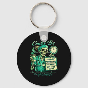 Funny skeleton nursing night shift life squad nurs key ring
