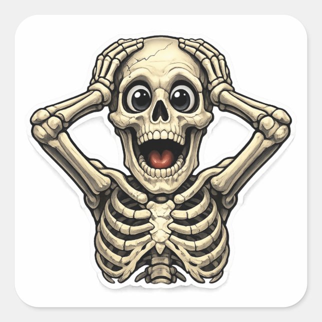 Funny Skeleton OMG Skull Sticker – Spooky Hallowee (Front)