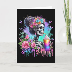 Funny Skeleton Party Spooky Summer Drinks Summerwe Card