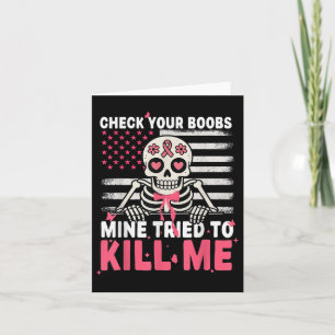 Funny Skeleton Pink Ribbon Support Breast Cancer A Card