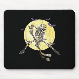 Funny Skeleton Playing Hockey Funny Halloween Men  Mouse Mat