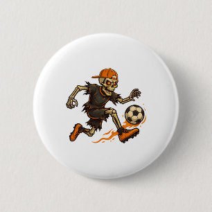Funny Skeleton Playing Soccer Halloween Shirts Men 6 Cm Round Badge
