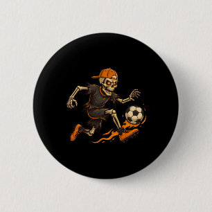 Funny Skeleton Playing Soccer Halloween Shirts Men 6 Cm Round Badge