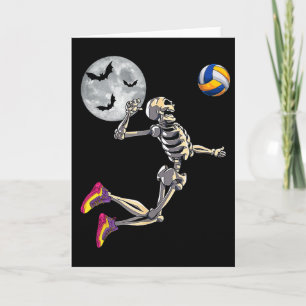 Funny Skeleton Playing Volleyll Happy Halloween Da Card