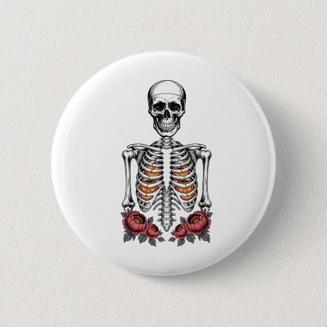 Funny Skeleton Pumpkin Fall 6 Cm Round Badge (Front)