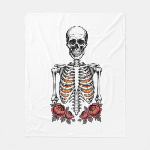 Funny Skeleton Pumpkin Fall Fleece Blanket