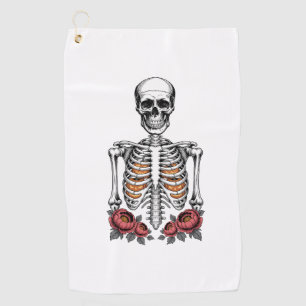 Funny Skeleton Pumpkin Fall Golf Towel