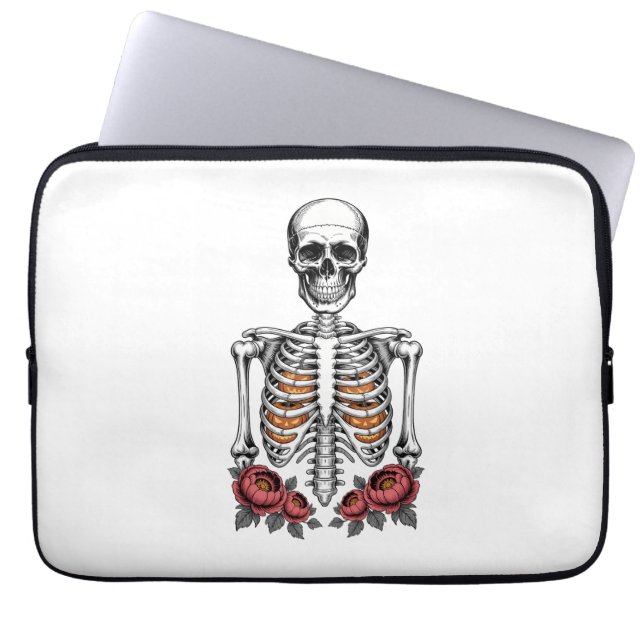 Funny Skeleton Pumpkin Fall Laptop Sleeve (Front)