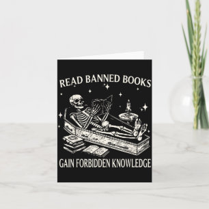 Funny Skeleton Read Banned Books Gain Forbidden Kn Card