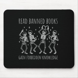 Funny Skeleton Read Banned Books Gain Forbidden Kn Mouse Mat