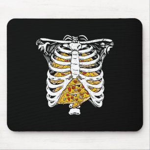 Funny Skeleton Rib Cage With Pizzas Happy Hallowee Mouse Mat