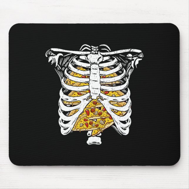 Funny Skeleton Rib Cage With Pizzas Happy Hallowee Mouse Mat (Front)