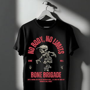 Funny Skeleton Roller Skating Bone Brigade T-Shirt