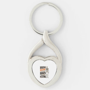 Funny Skeleton Shirt, Hush Now Halloween Engraving Key Ring