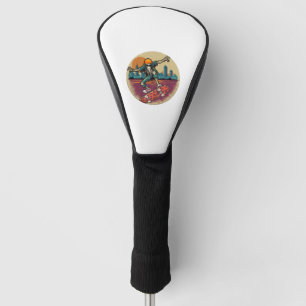 Funny Skeleton Skateboard vintage Skateboarding Golf Head Cover