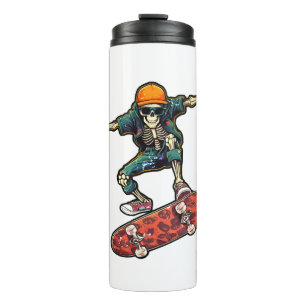 Funny Skeleton Skateboard vintage Skateboarding Thermal Tumbler