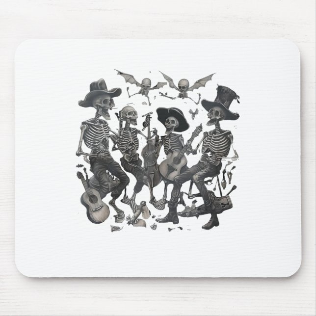 Funny Skeleton Skull Dancing Singing Rock Music Ba Mouse Mat (Front)